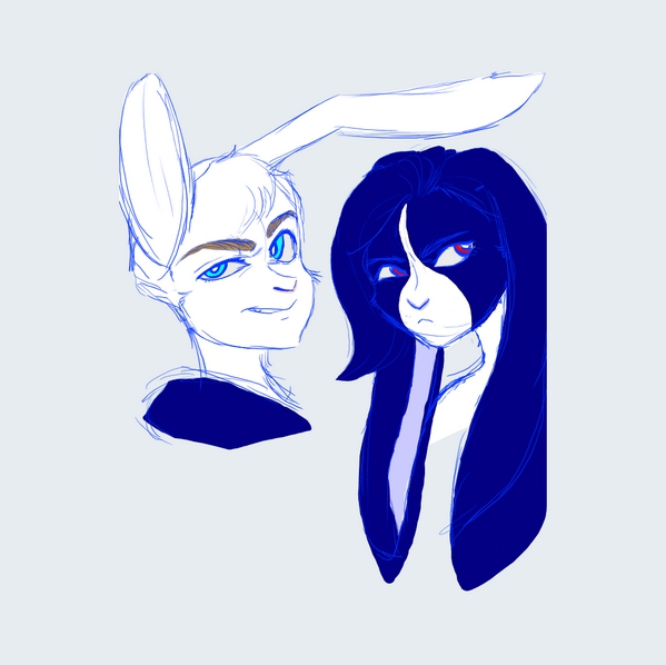 Rabbit Boy and Girl Sketch by noshylover